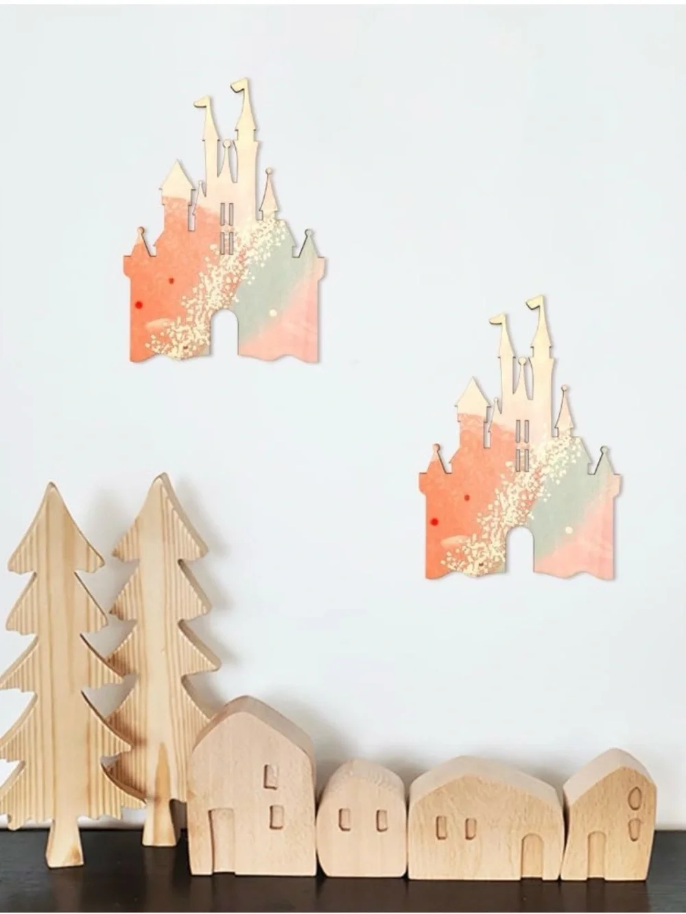 15 Pack 6 Inch Wood Castle Cutouts Unfinished Wood Castle